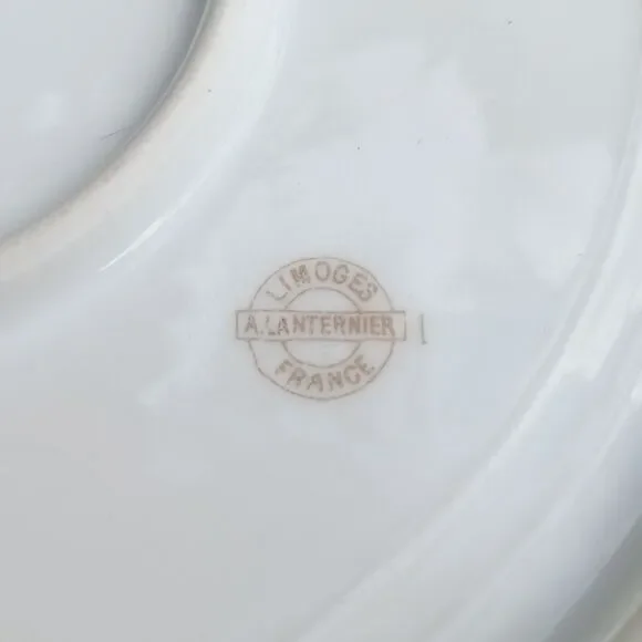 Antique A.Lanternier Limoges Porcelain Plate-Violets-Moriage Trim-Handpainted